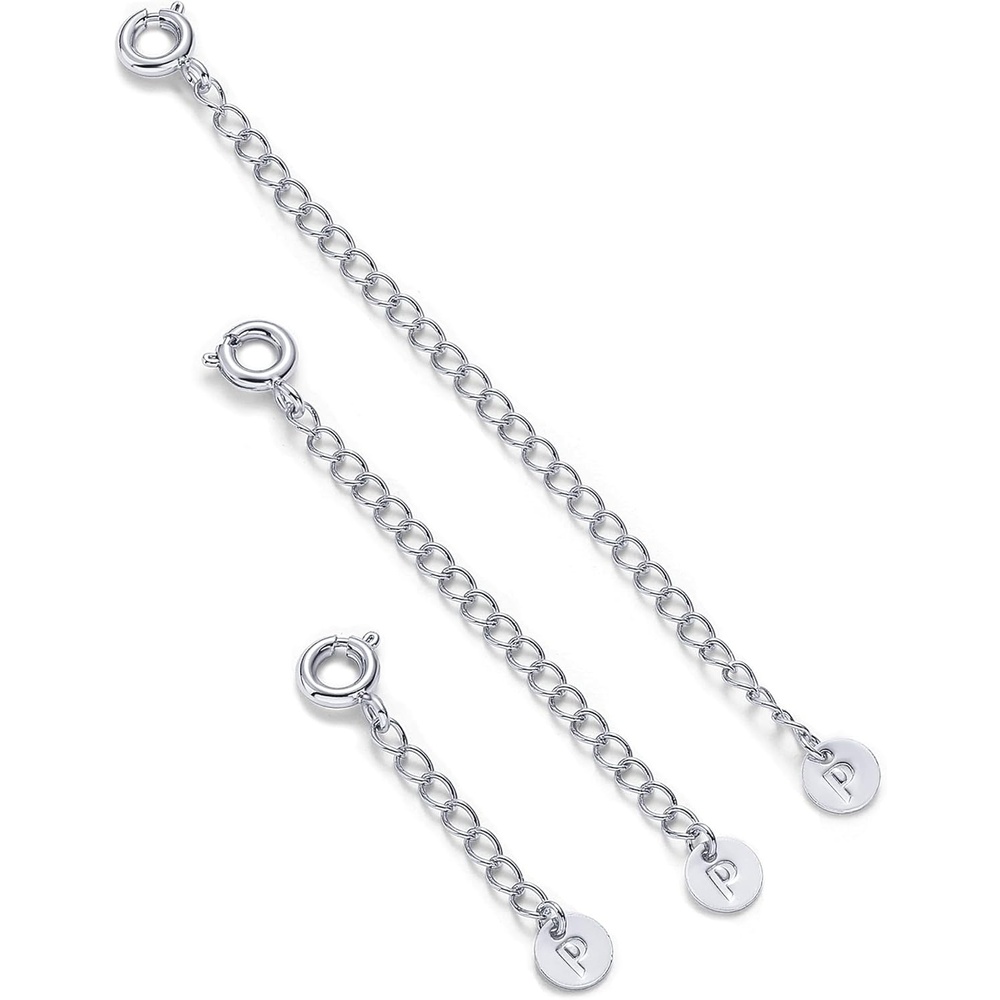 image:imagePAVOI 14K Gold Plated Necklace Chain Extenders Pack for Women Set of Three Gold Necklace Extenders Bracelet Extension with Spring Ring ClaspWhite Gold