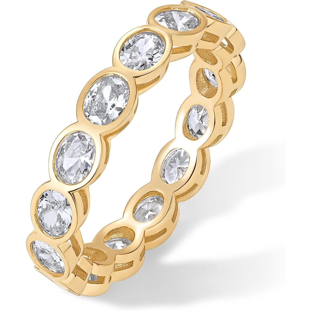 image:imagePAVOI 14K Gold Plated Oval Eternity Band for Women  Oval Cubic Zirconia Rings for Women  Stackable Wedding Band for Brides  Promise Eternity Ring Jewelry GiftsYellow Gold