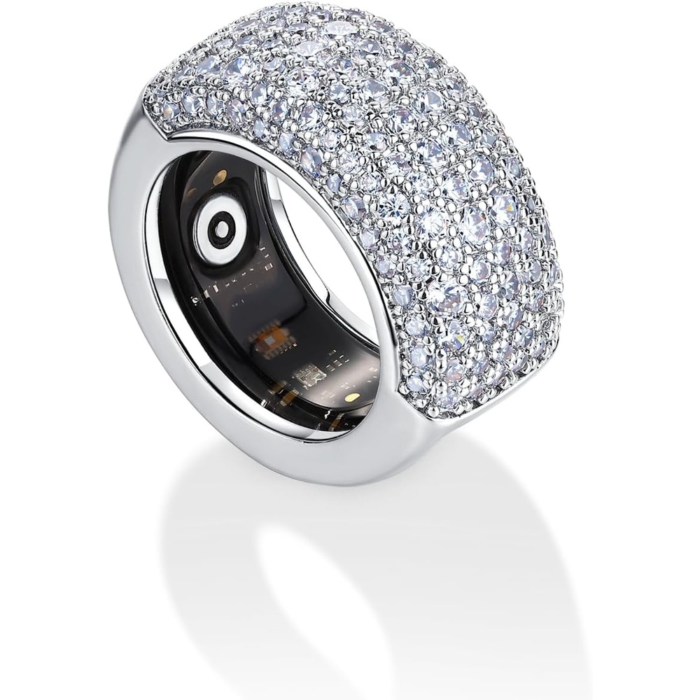 image:imagePAVOI 14K Gold Plated Pave Smart Ring Cover Compatible with Oura Ring Gen 4White Gold