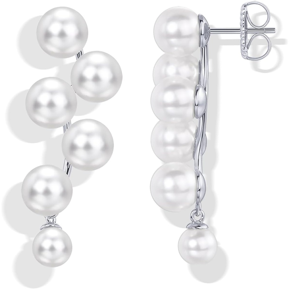 image:imagePAVOI 14K Gold Plated Pearl Drop Earrings for Women  925 Sterling Silver Posts Large Dangle Pearl Wedding Earrings for Brides amp Bridesmaids  Linear Statement Bridal Jewelry GiftsWhite Gold
