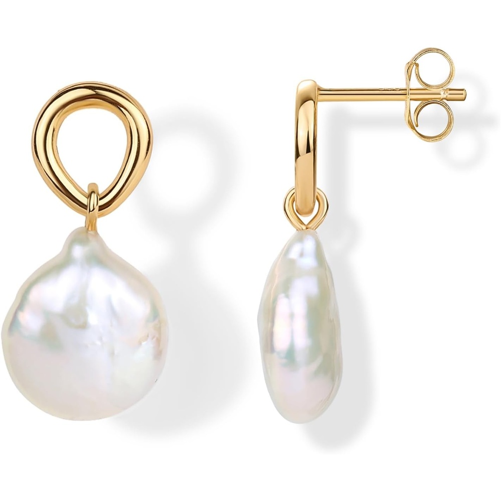 image:imagePAVOI 14K Gold Plated Pearl Earrings for Women  Pearl Statement Drop Bridal Earrings  925 Sterling Silver Posts Dangle Studs Gold Wedding JewelryYellow Gold