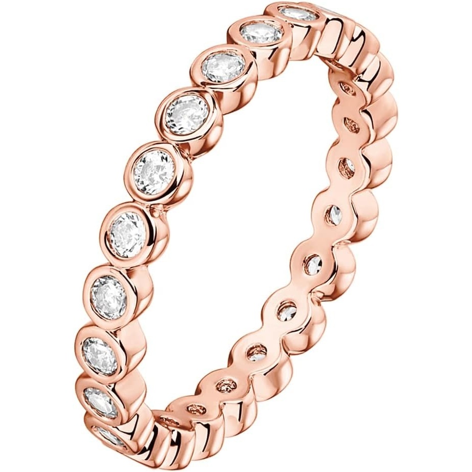image:imagePAVOI 14K Gold Plated Rings with Cubic Zirconia 28mm Stackable for Women Gold Love RingRose Gold