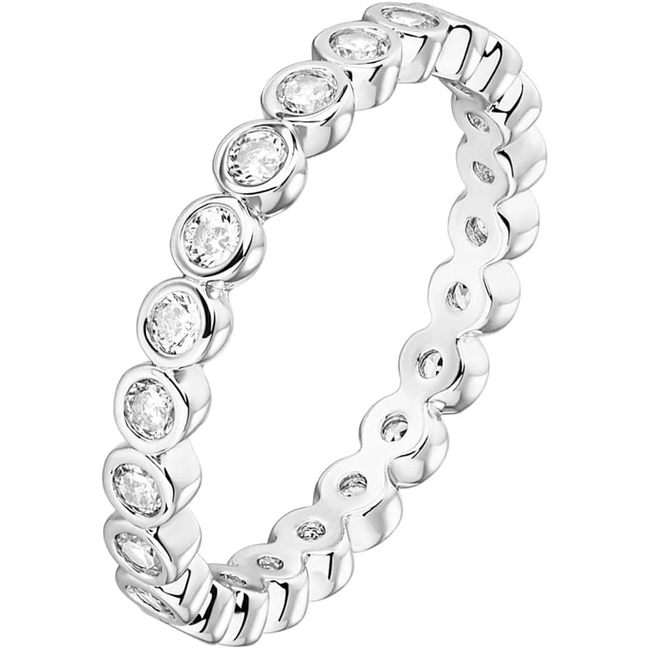 image:imagePAVOI 14K Gold Plated Rings with Cubic Zirconia 28mm Stackable for Women Gold Love RingWhite Gold