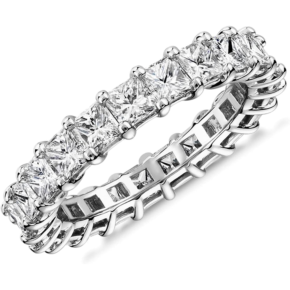 image:imagePAVOI 14K Gold Plated Rings with Cubic Zirconia Love and Stackable 3mm Princess Cut Rings for WomenWhite Gold