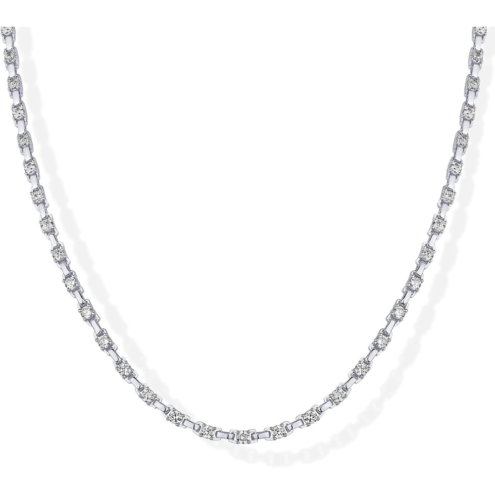 image:imagePAVOI 14K Gold Plated Simulated Diamond Tennis Necklaces for Women Classic Tennis Chain Timeless Station Round and Pear Cubic Zirconia Stones Choker NecklaceStation