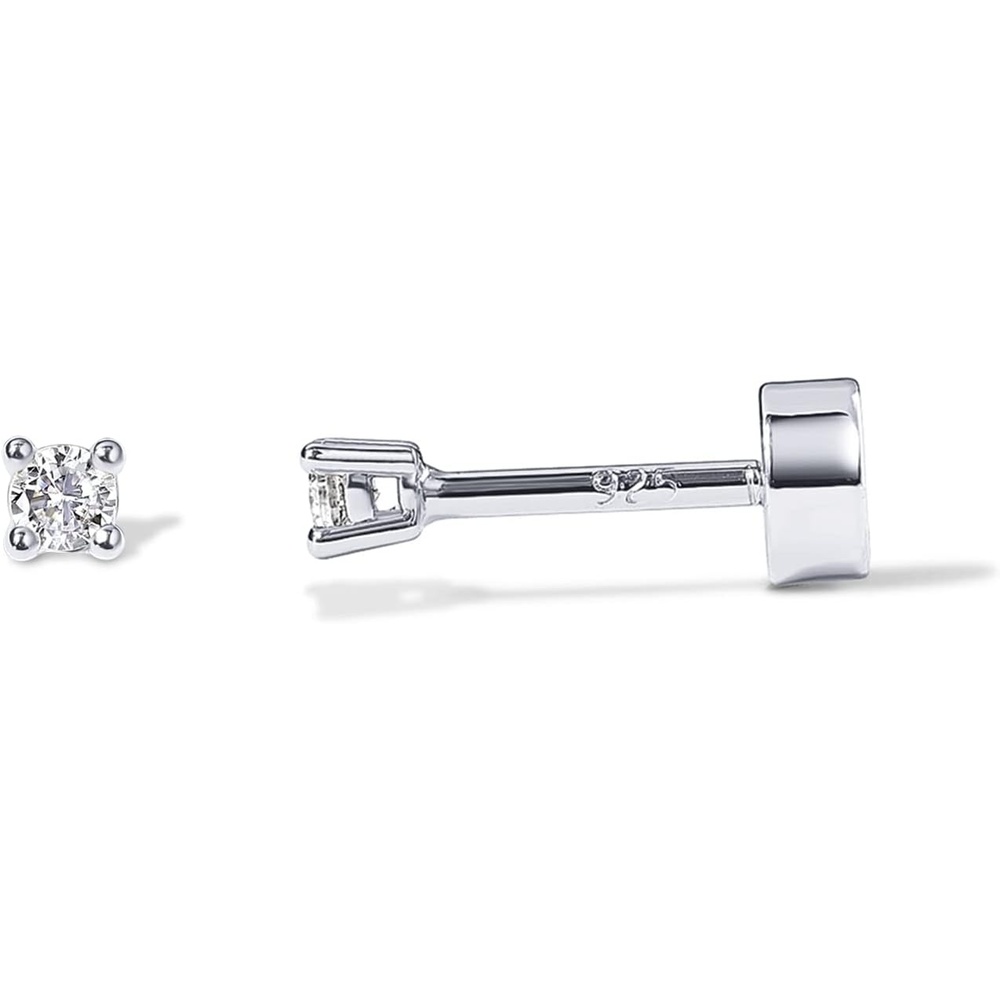 image:imagePAVOI 14K Gold Plated Solid 925 Sterling Silver Post Cubic Zirconia Stud Flat Back Earrings for Women Cartilage Earring Helix Piercing Jewelry Small Stud Earrings for WomenWhite Gold