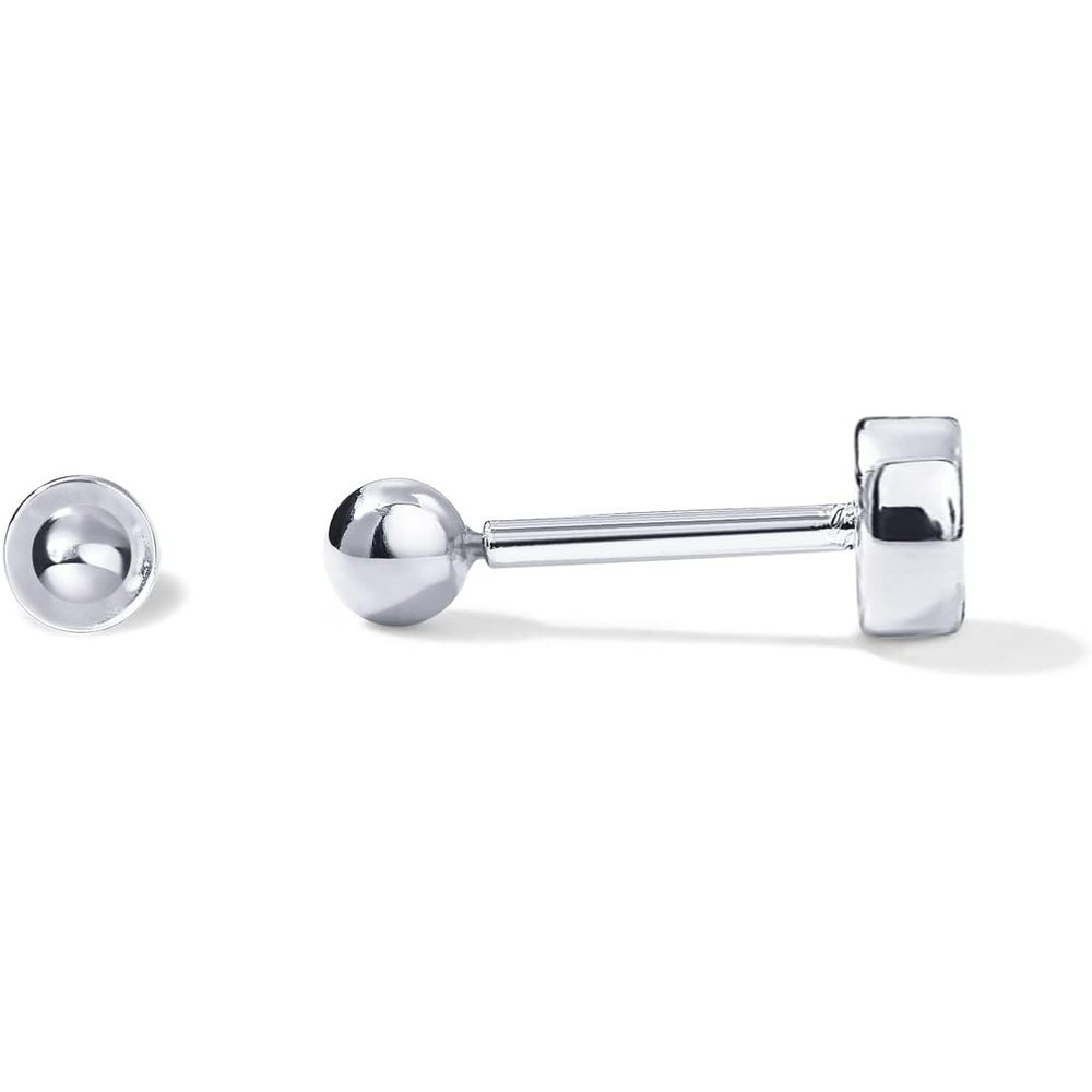 image:imagePAVOI 14K Gold Plated Solid 925 Sterling Silver Posts Dainty Ball Stud Flatback Earrings for Women Cartilage Helix Piercing Jewelry Small Screwbacks Stud Earrings for WomenWhite Gold