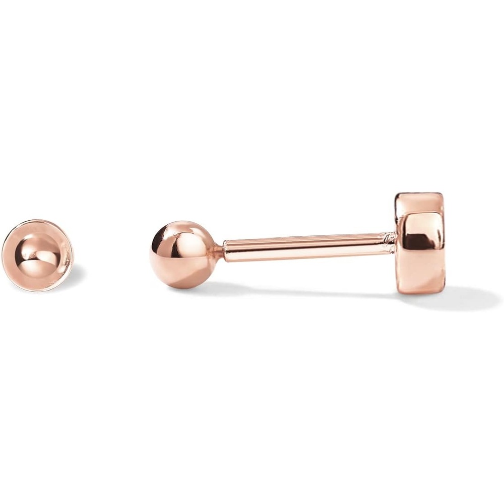 image:imagePAVOI 14K Gold Plated Solid 925 Sterling Silver Posts Dainty Ball Stud Flatback Earrings for Women Cartilage Helix Piercing Jewelry Small Screwbacks Stud Earrings for WomenRose Gold