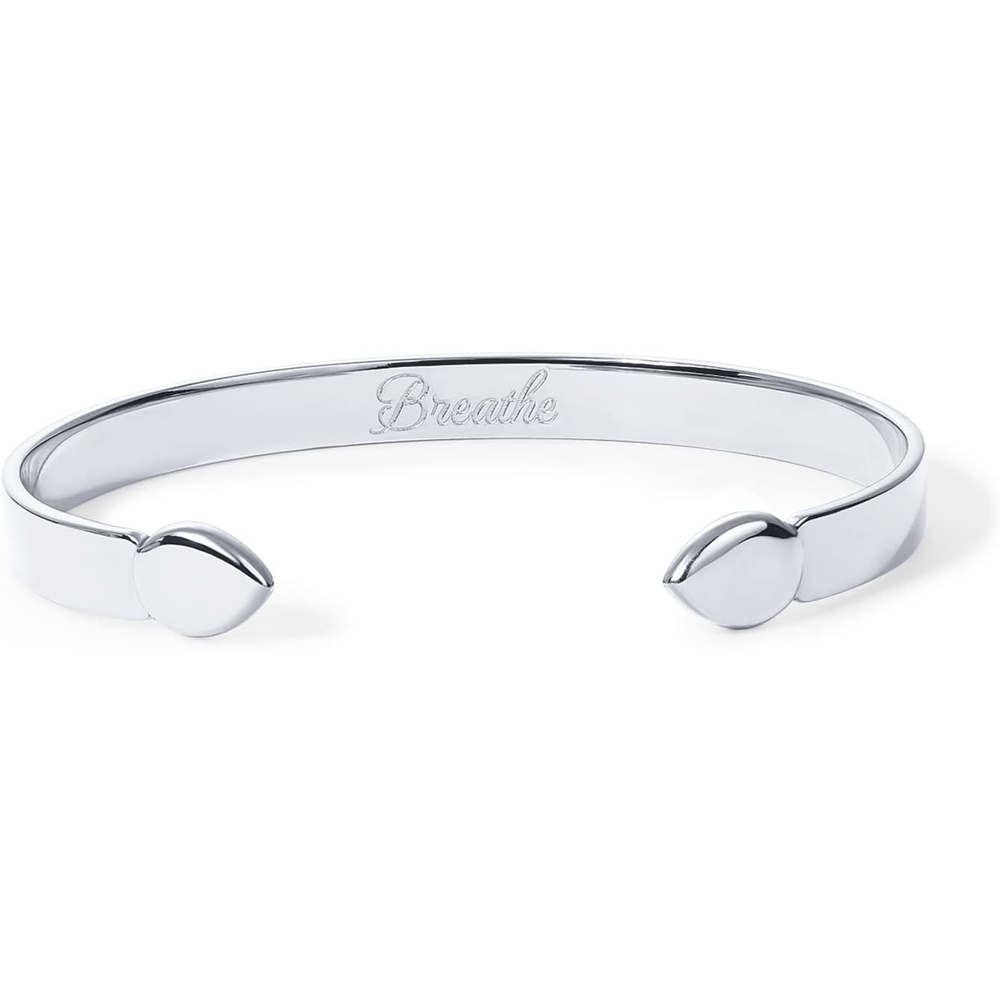 image:imagePAVOI 14K Gold Plated Stainless Steel Bangle Bracelets for Women Inspirational Engraved Adjustable Mantra Cuff Bangle Personalized Gift for Her Mom Sister Birthday Gifts for WomenWhite Gold