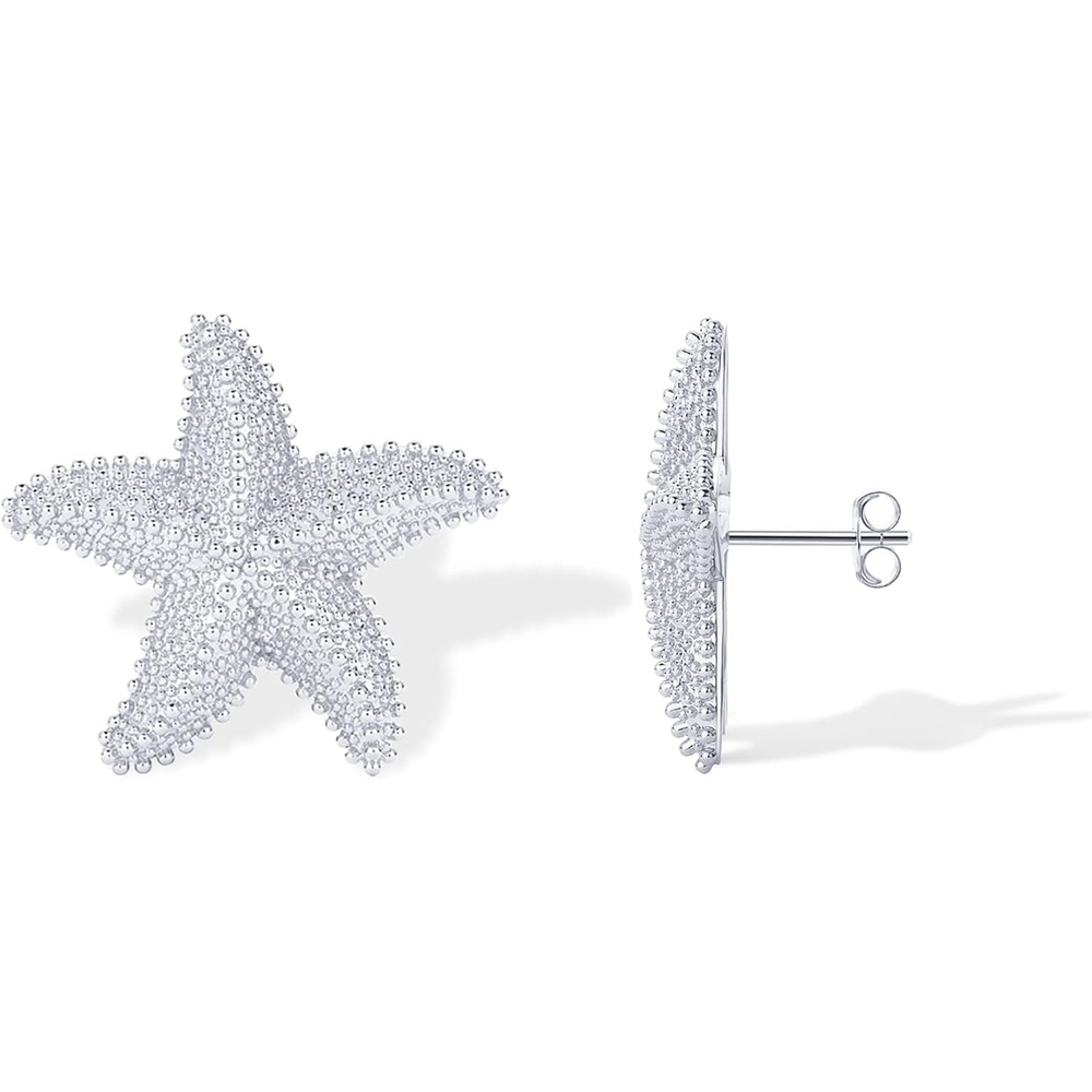 image:imagePAVOI 14K Gold Plated Starfish Statement Stud Earrings for Women Trendy Jewelry Alluring OceanThemed Dangling EarringsWhite Gold