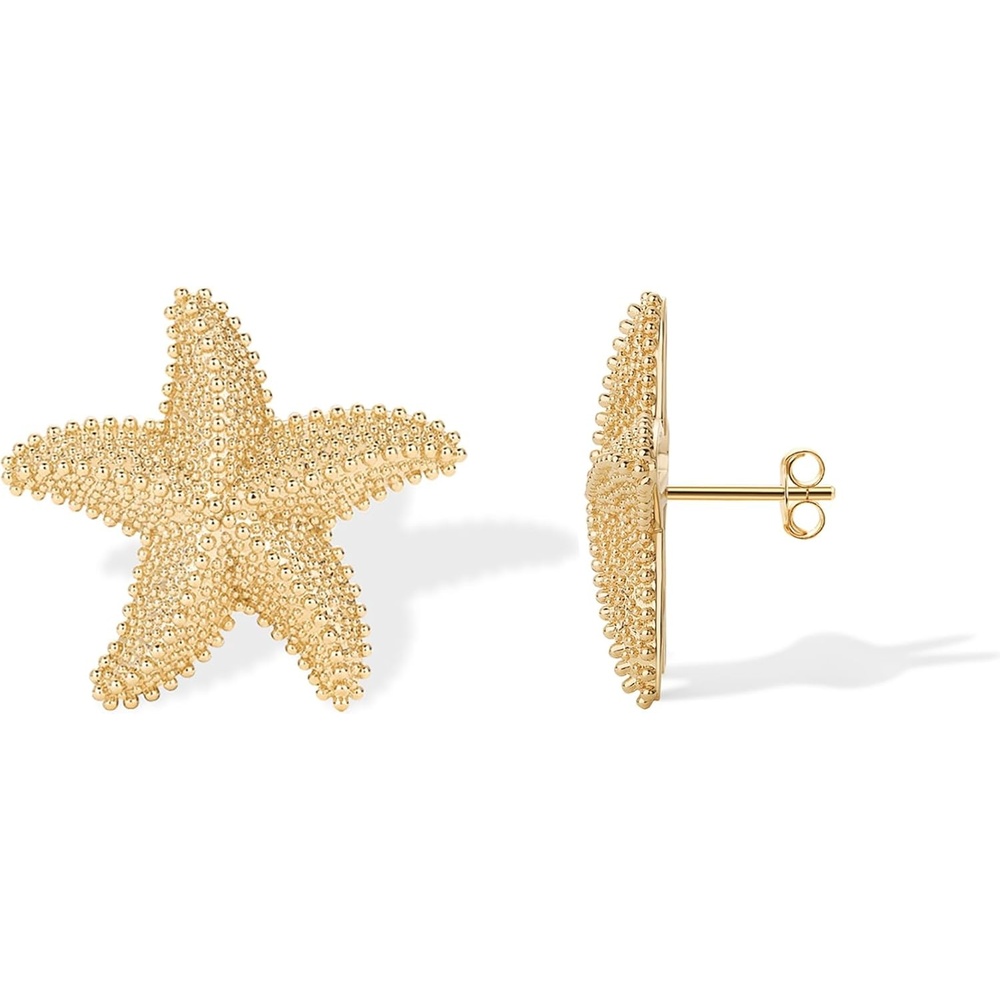image:imagePAVOI 14K Gold Plated Starfish Statement Stud Earrings for Women Trendy Jewelry Alluring OceanThemed Dangling EarringsYellow Gold