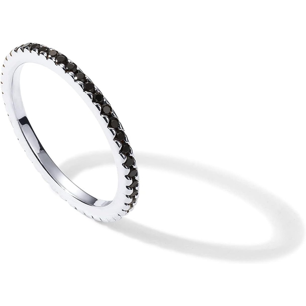 image:imagePAVOI 14K Gold Plated Sterling Silver Colored CZ Stones Stackable Ring Simulated Diamond Eternity Bands for WomenWhite Gold