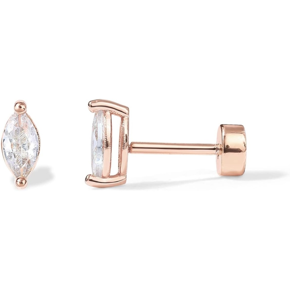 image:imagePAVOI 14K Gold Plated Sterling Silver Posts Dainty Mini MultiShape Flat Back Stud Earring Pack for Women Helix Cartilage Piercing JewelryMarquise