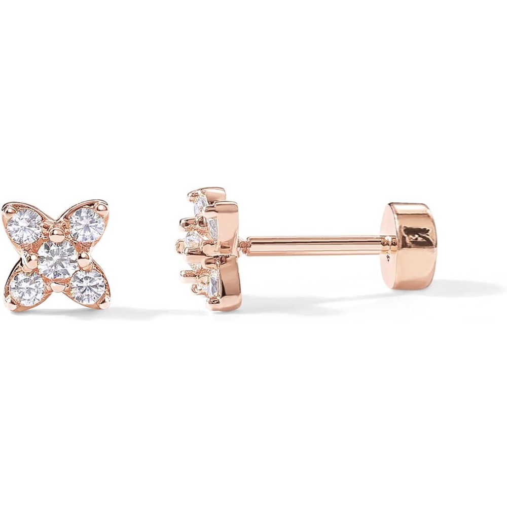 image:imagePAVOI 14K Gold Plated Sterling Silver Posts Dainty Mini MultiShape Flat Back Stud Earring Pack for Women Helix Cartilage Piercing JewelryPav