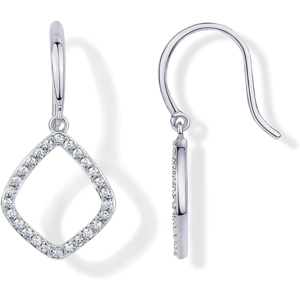 image:imagePAVOI 14K Gold Plated Teardrop Diamond Shaped Dangle Earrings for Women with Cubic Zirconia  Geometric Earring PairWhite Gold