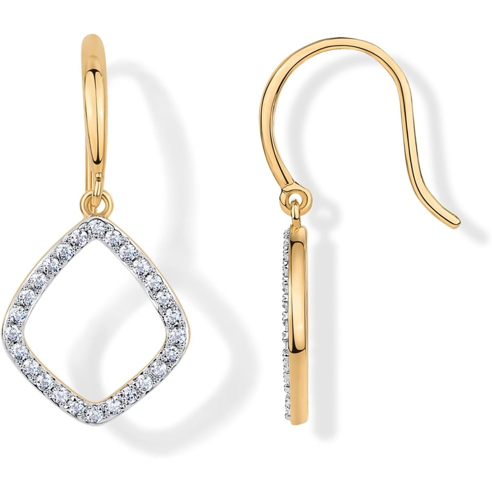 image:imagePAVOI 14K Gold Plated Teardrop Diamond Shaped Dangle Earrings for Women with Cubic Zirconia Geometric Earring PairYellow Gold