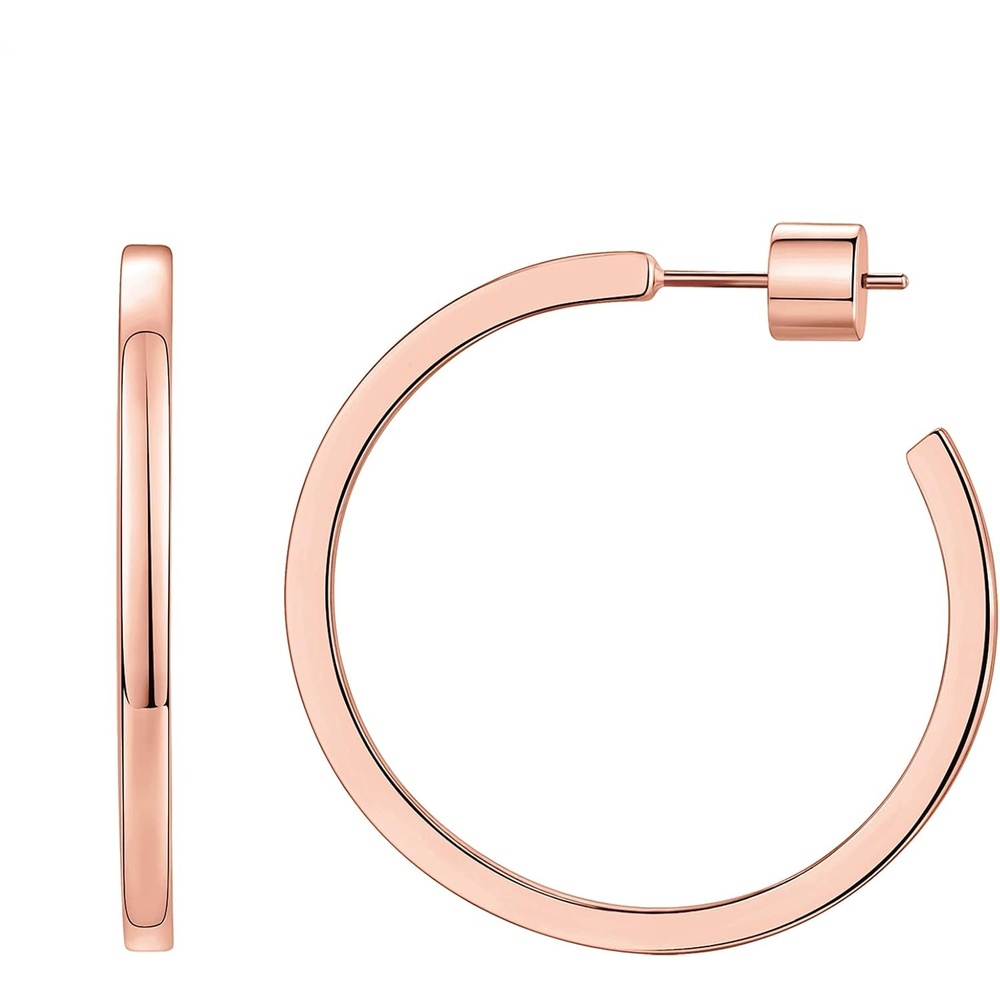 image:imagePAVOI 14K Gold Plated Thin Square Edge Open Hoop Earrings for Women Trendy Lightweight Open Hoops30 Millimeters