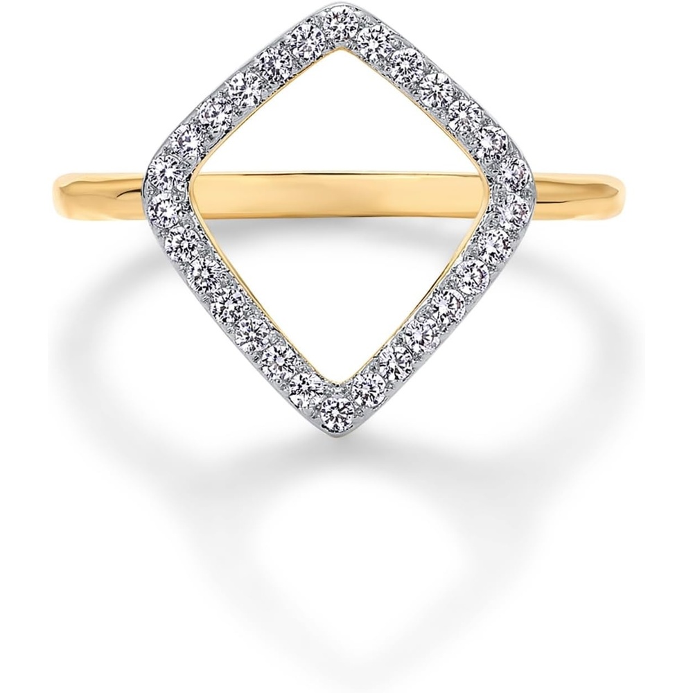 image:imagePAVOI 14K Gold Plated Two Toned Mixed Metals DiamondShaped Geometric Ring for Women with Cubic Zirconia Statement RingTwo Toned