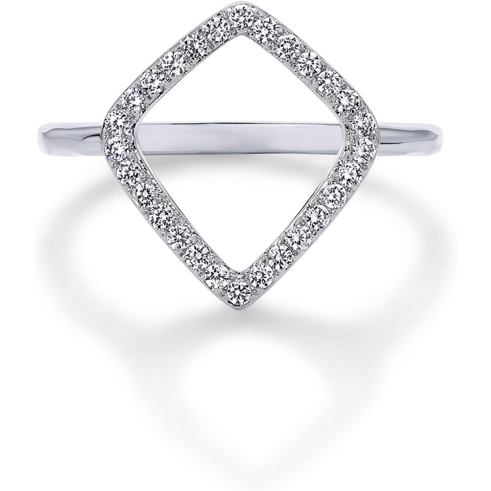 image:imagePAVOI 14K Gold Plated Two Toned Mixed Metals DiamondShaped Geometric Ring for Women with Cubic Zirconia Statement RingWhite Gold