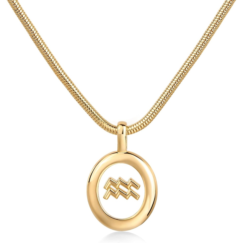 image:imagePAVOI 14K Gold Plated Unique Floating Astrology Pendant Necklace for Women Horoscope Charm Necklace Dainty Zodiac GiftsYellow Gold