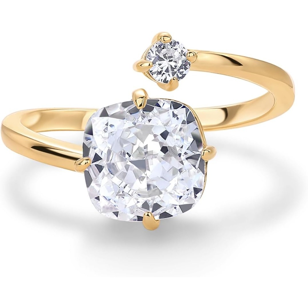 image:imagePAVOI 14K Yellow Plated Toi Et Moi 3CT Cushion Cut Cubic Zirconia Stone Wraparound Engagement Promise Ring for Women  Statement RingYellow Gold