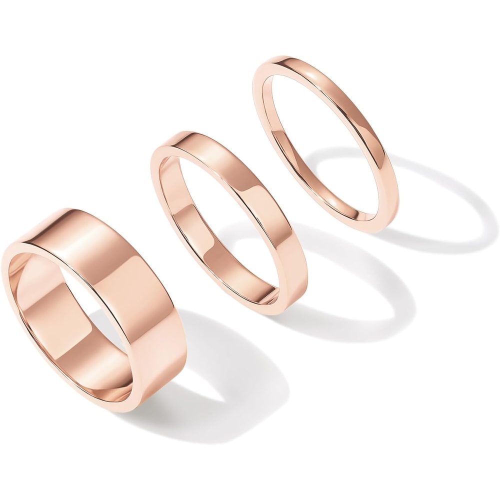image:imagePAVOI 18K Gold Plated 3 Rings Set  Gold Stacking Rings for Women  Stacking Ring SetRose Gold
