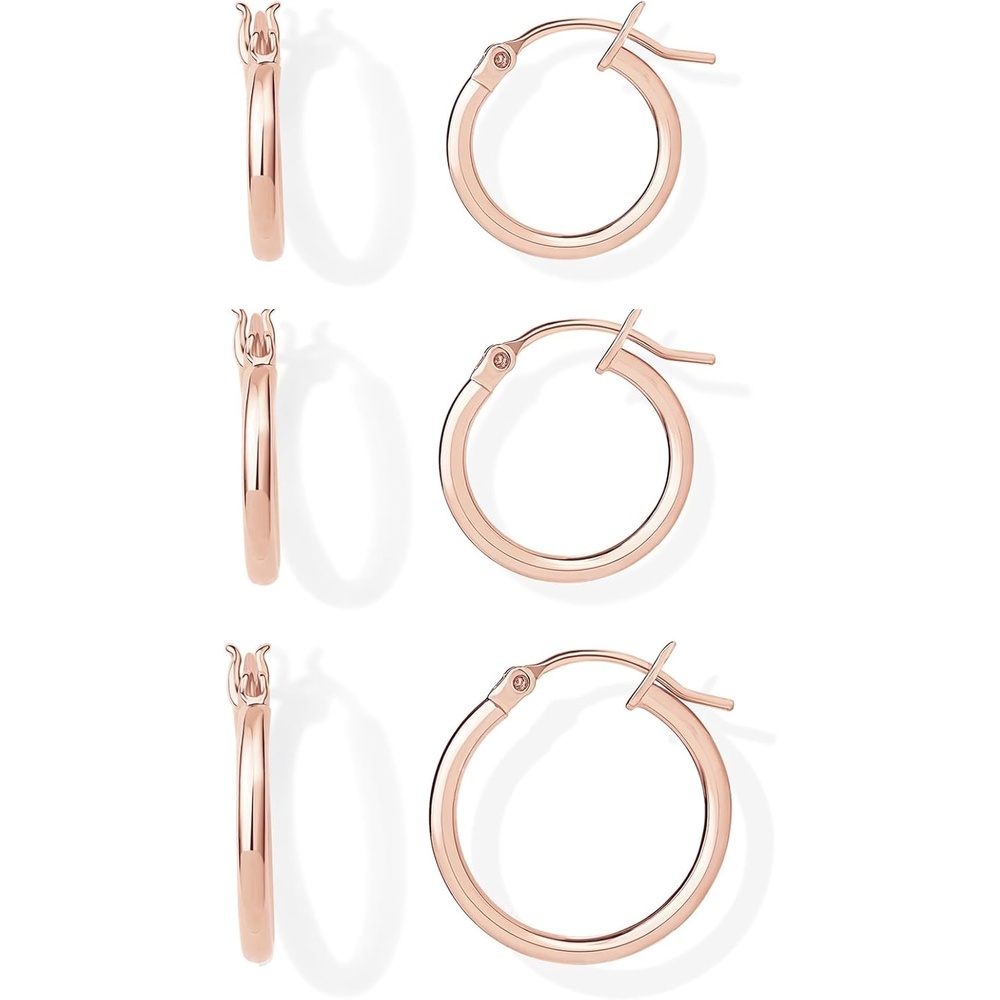 image:imagePAVOI 18K Gold Plated 925 Sterling Silver Posts Small Hoop Earrings for Women  Trendy Geometric Plain Chunky Huggie Earscape Piercing Pack  Hypoallergenic Everyday Gold Hoop Earrings SetThin Hoops