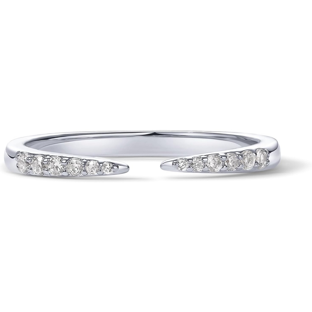 image:imagePAVOI 18K Gold Plated Open Eternity Ring Cubic Zirconia Stacking Bands for Women Dainty Stackable Rings for WomenWhite Gold