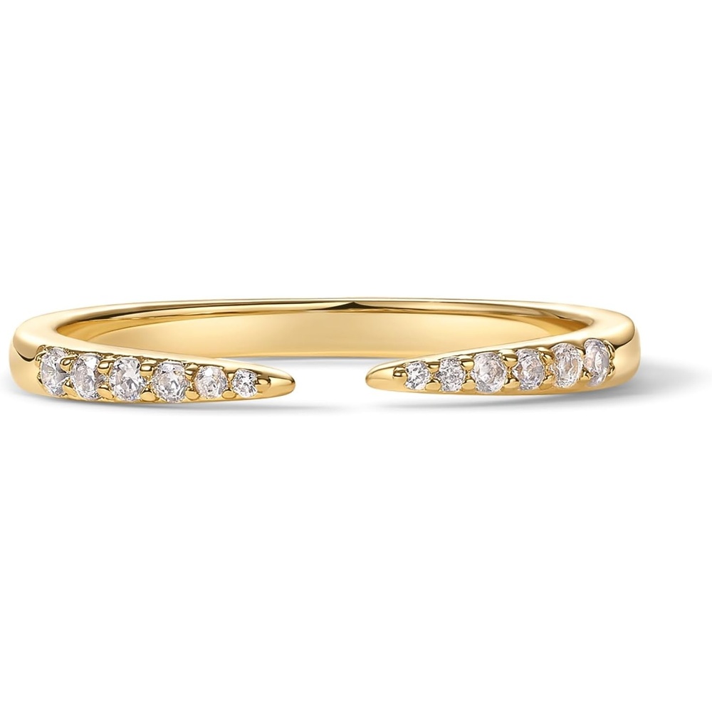 image:imagePAVOI 18K Gold Plated Open Eternity Ring Cubic Zirconia Stacking Bands for Women Dainty Stackable Rings for WomenYellow Gold