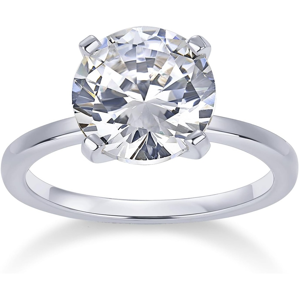 image:imagePAVOI 18K Sterling Silver Gold Round Cut Solitare 15 CT Moissanite Engagement Rings for Women  Moissanite Wedding Band for Women  Stone Promise RingsWhite Gold