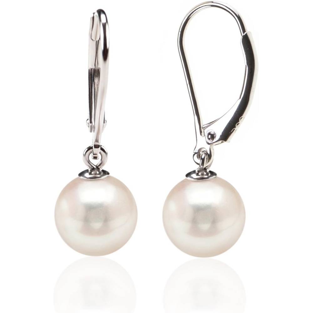image:imagePAVOI 925 Sterling Silver Simulated Shell Pearl Earrings Leverback Dangle Studs6mm