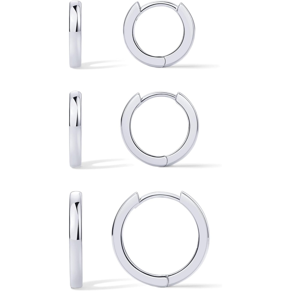 image:imagePAVOI Gold Hoop Earrings for Women  14K Gold Plated 925 Sterling Silver Posts 3 Pairs Hoop Earrings Set for Women  Hypoallergenic Huggie Earring PackPlain