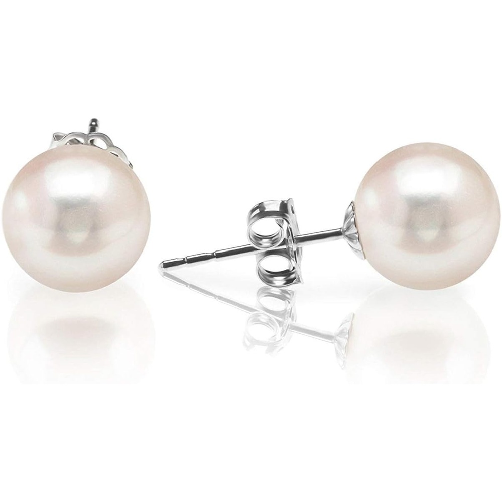 image:imagePAVOI Handpicked AAA 14K Gold Round White Freshwater Cultured Pearl Earrings Pearl Earrings for WomenWhite Gold