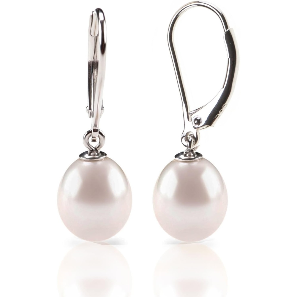 image:imagePAVOI Handpicked AAA Quality Freshwater Cultured Pearl Earrings Leverback Dangle Stud Pearl EarringsWhite Gold