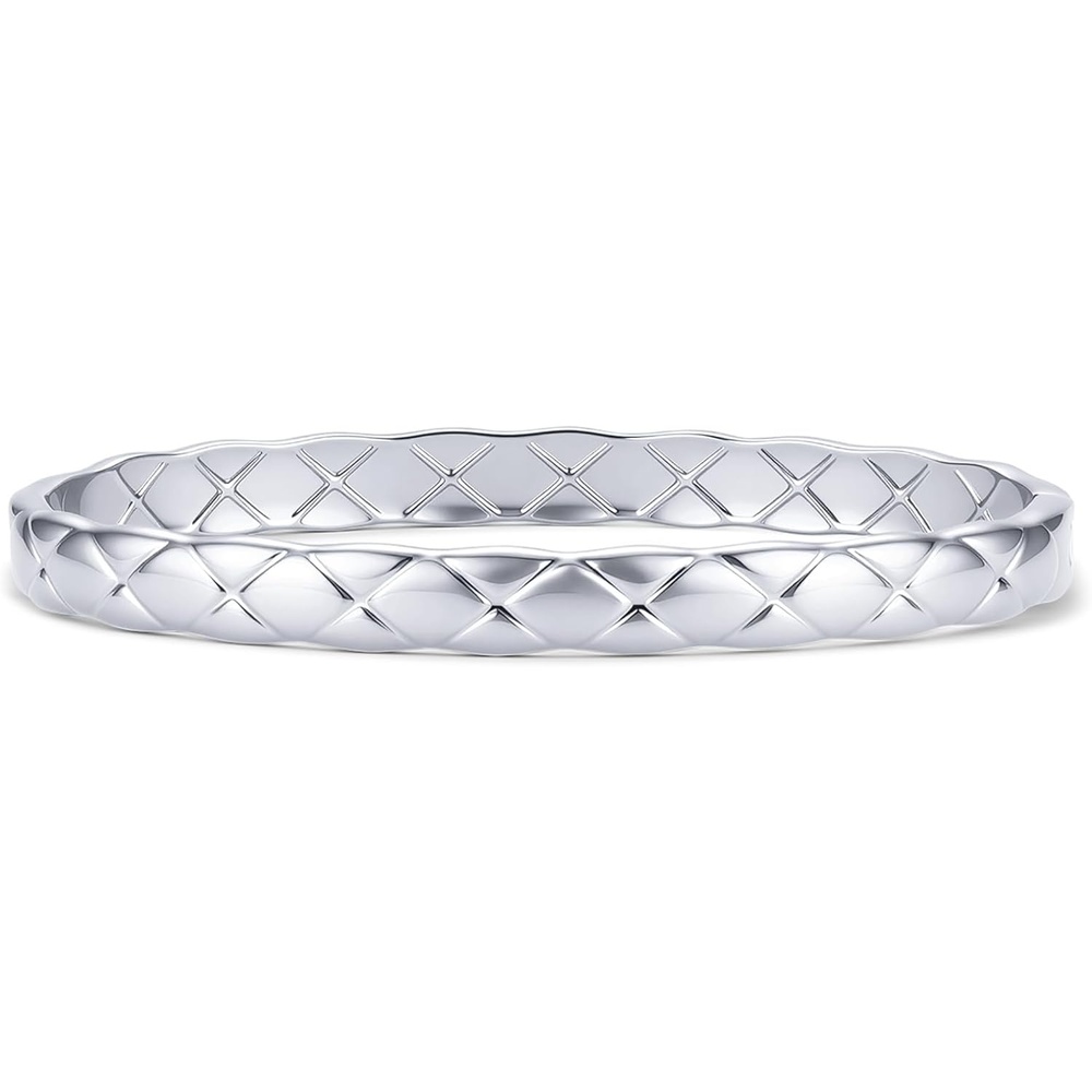 image:imagePAVOI Waterproof Bangle Bracelets for Women 14K Gold Plated Dainty Quilted Hinged Bangle Stack Stainless Steel Gold Bracelet Trendy Fashion JewelryWhite Gold