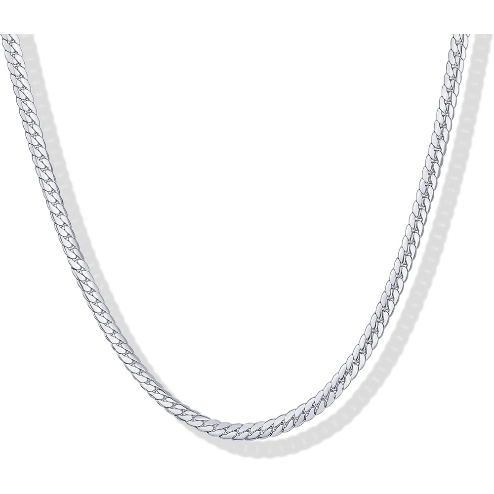 image:imagePAVOI Waterproof Chain Necklace for Women 14K Gold Plated Flat Curb Herringbone Snake Rope Figaro Cuban Link amp Paperclip Necklace Trendy Stainless Steel Chain Fashion JewelryWhite Gold