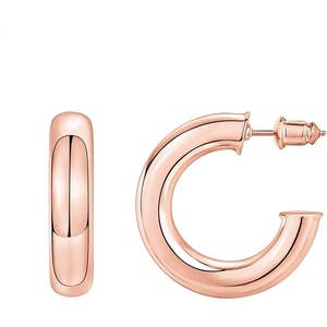 PAVOI 14K Gold Colored Extra Chunky 6.5mm Lightweight Open Hoops | Gold Hoop Earrings for Women(Rose Gold)