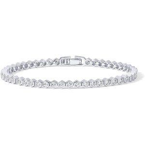 PAVOI 14K Gold Plated 2mm Cubic Zirconia Honeycomb Tennis Bracelet | Gold Bracelet for Women(White Gold)