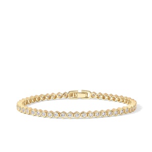 PAVOI 14K Gold Plated 2mm Cubic Zirconia Honeycomb Tennis Bracelet | Gold Bracelet for Women(Yellow Gold)