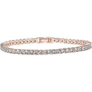 PAVOI 14K Gold Plated 3mm Cubic Zirconia Classic Tennis Bracelet | Gold Bracelets for Women(14K Rose Gold)