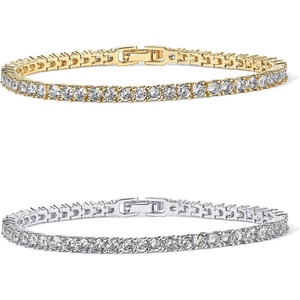 PAVOI 14K Gold Plated 3mm Cubic Zirconia Classic Tennis Bracelet | Gold Bracelets for Women(White Gold & 14K Yellow Gold Pack)