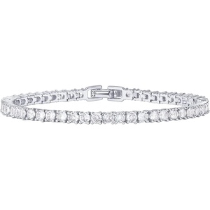 PAVOI 14K Gold Plated 3mm Cubic Zirconia Classic Tennis Bracelet | Gold Bracelets for Women(White Gold)