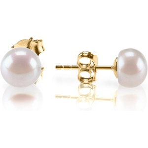 PAVOI 14K Gold Plated 925 Sterling Silver AAA+ Quality Handpicked Freshwater Cultured Stud Pearl Earrings – Trendy Hypoallergenic Jewelry(Yellow Gold)