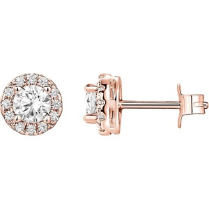 PAVOI 14K Gold Plated 925 Sterling Silver Post Brilliant Round Faux Diamond Halo Earrings – Premium Cubic Zirconia(Rose Gold)