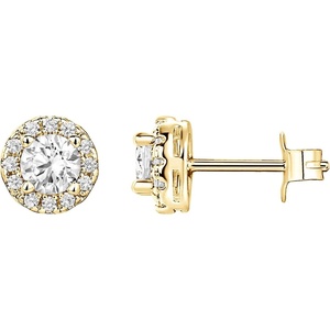 PAVOI 14K Gold Plated 925 Sterling Silver Post Brilliant Round Faux Diamond Halo Earrings – Premium Cubic Zirconia(Yellow Gold)