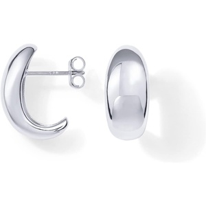 PAVOI 14K Gold Plated 925 Sterling Silver Post Huggie Earrings | Gold Dome Huggie Hoop Earrings for Women(White Gold)