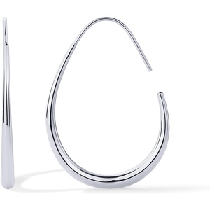 PAVOI 14K Gold Plated 925 Sterling Silver Post Lightweight Teardrop Hoop Earrings for Women | Large Oval Pull-Through Statement Earrings(White Gold)