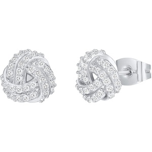 PAVOI 14K Gold Plated 925 Sterling Silver Post Love Knot Stud Earrings | Gold Earrings for Women(White Gold)