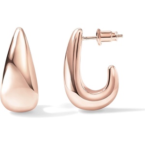 PAVOI 14K Gold Plated 925 Sterling Silver Post Statement Huggie Earrings | Gold Dome Hoop Earrings for Women(Rose Gold)