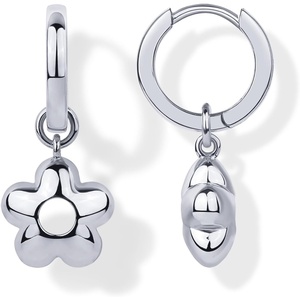 PAVOI 14K Gold Plated 925 Sterling Silver Posts Charm Huggie Earrings for Women | Lightweight Love Heart Moon Flower Star Drop Dangle Huggie Charm Earring – Valentines Day Trendy Jewelry(White Gold)